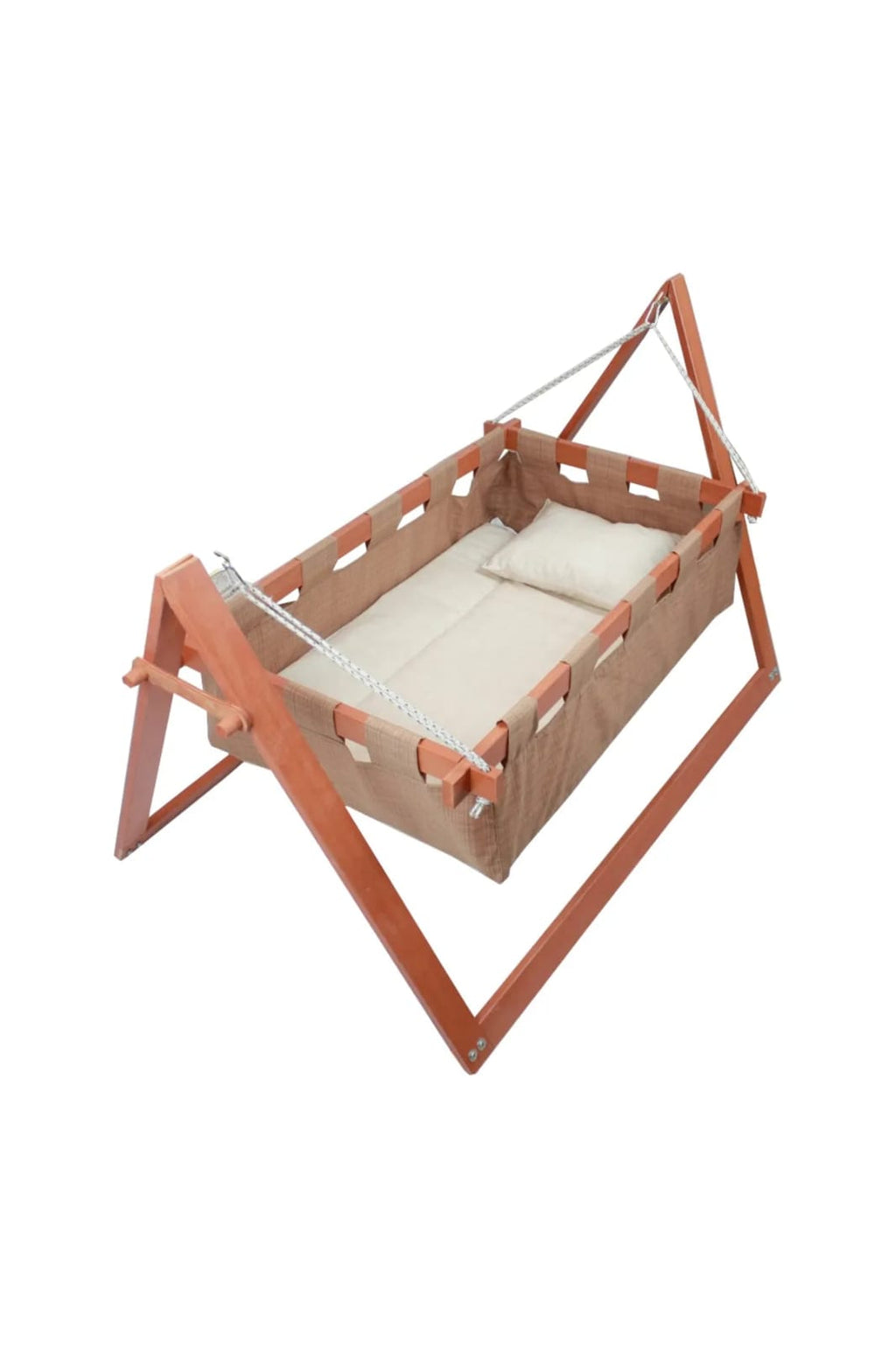 Handmade Wooden Baby Hammock Cradle – Foldable with Bedding Set