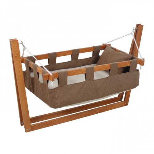 Handmade Wooden Baby Hammock Cradle – Foldable with Bedding Set
